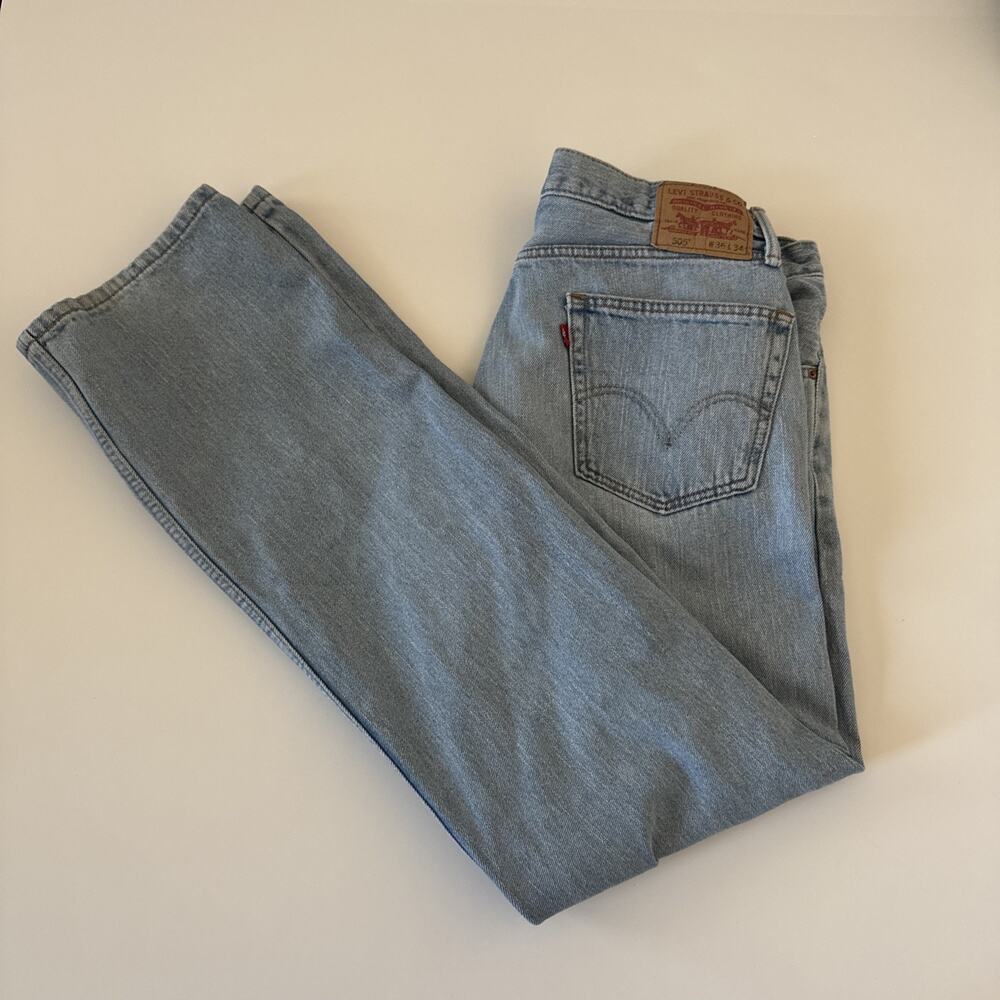 Levis 505 Jeans Men 36x34 Straight Leg Regular Fit Med Wash Y2K Faded A2